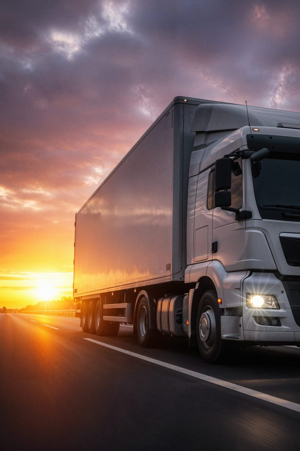 semi-truck-highway-sunset